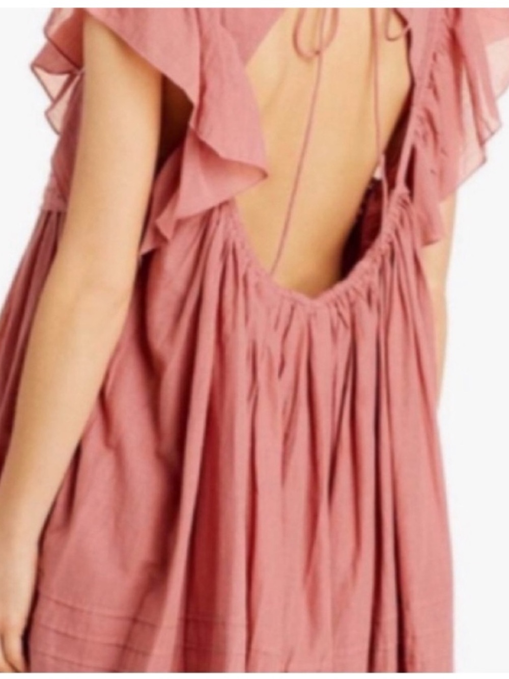 Free People Hailey Babydoll Ruffle Mini Dress w/ Open Back & Flounce Bodice - Picture 4 of 9